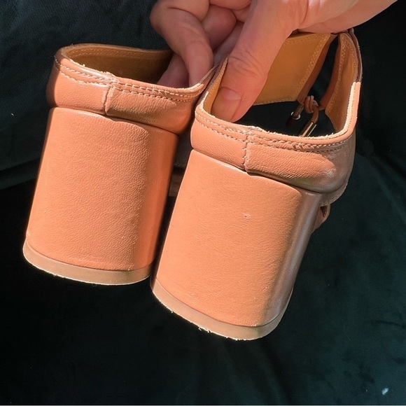 FABIANELLI SOFT LEATHER CHUNKY BLOCK HEEL TAN SLIDE SANDALS SIZE 10 EUC - Picture 7 of 10
